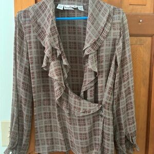 Anne Klein II Vintage Silk Ruffled Blouse – Size 8